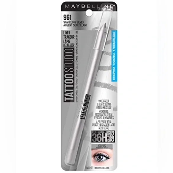 MAYBELLINE TATOO STUDIO SPARKLING SILVER EYELINER PENCIL - Picture 1 of 5